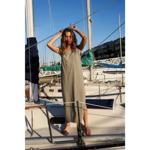 NWOT Free People FP Beach Drew Tee Midi Dress in Aven Gray Size Large