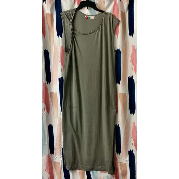 NWOT Free People FP Beach Drew Tee Midi Dress in Aven Gray Size Large