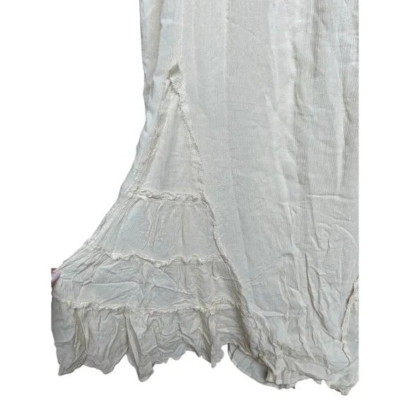 NWOT Free People Siren Nights Billowy Maxi Dress Beige / Cream White Size M