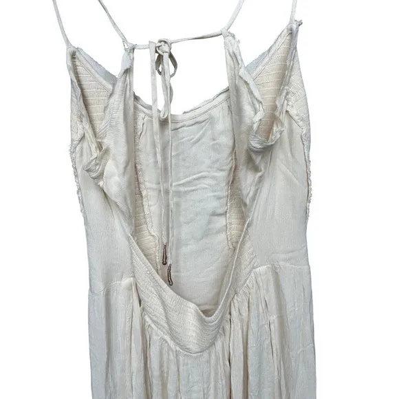 NWOT Free People Siren Nights Billowy Maxi Dress Beige / Cream White Size M
