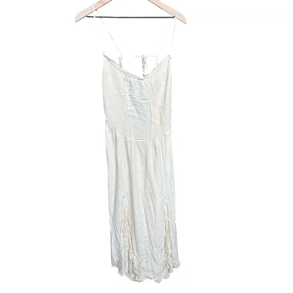 NWOT Free People Siren Nights Billowy Maxi Dress Beige / Cream White Size M