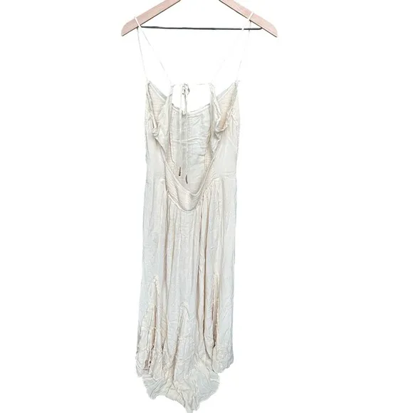 NWOT Free People Siren Nights Billowy Maxi Dress Beige / Cream White Size M