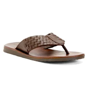 NWOT Leo Pucci Leather Woven Thong Sandals Sz 12 Brown