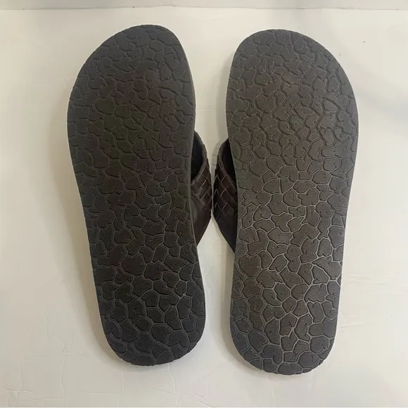 NWOT Leo Pucci Leather Woven Thong Sandals Sz 12 Brown