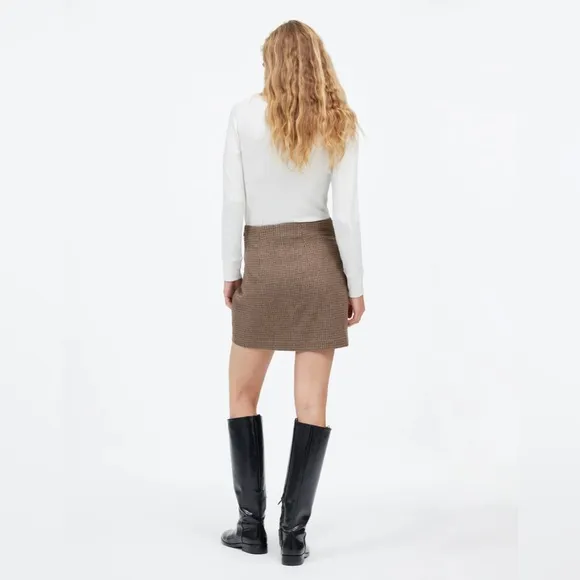 NWOT Madewell Wool-Blend Mini Skirt in Check - 0 - Brown