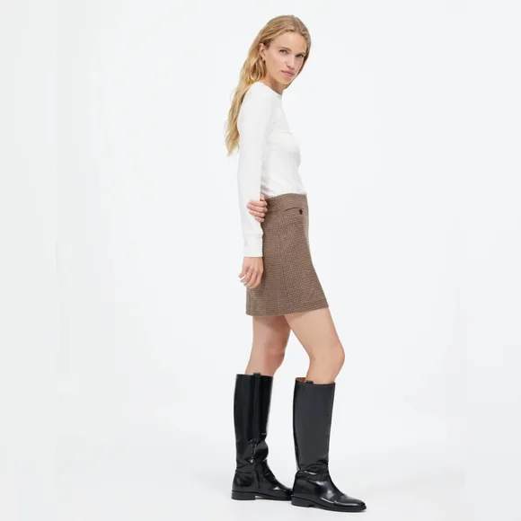 NWOT Madewell Wool-Blend Mini Skirt in Check - 0 - Brown