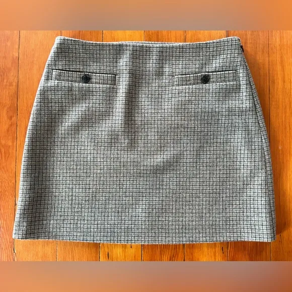 NWOT Madewell Wool-Blend Mini Skirt in Check - 0 - Brown