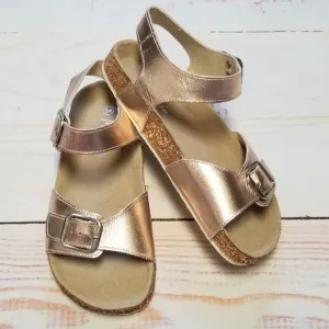 NWOT Mini Boden Leather Rose Gold Corkbed Sandals
