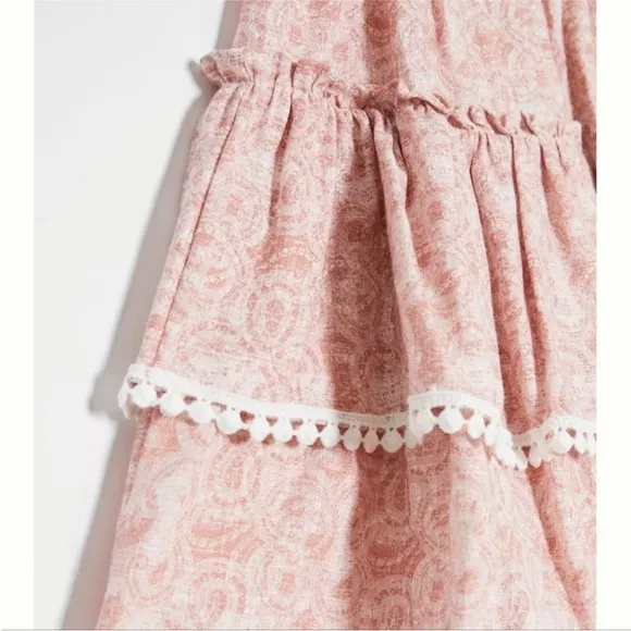 NWOT. Misa skirt. Floral Pink Skirt with Lace Trim