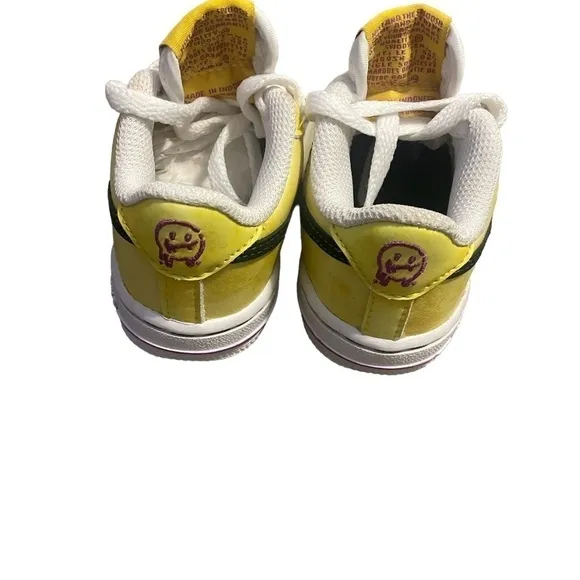 NWOT NIKE Air Force 1 Peace Love Basketball Athletic Shoe Toddler Size 4C Yellow