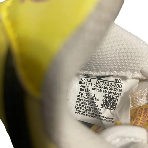 NWOT NIKE Air Force 1 Peace Love Basketball Athletic Shoe Toddler Size 4C Yellow