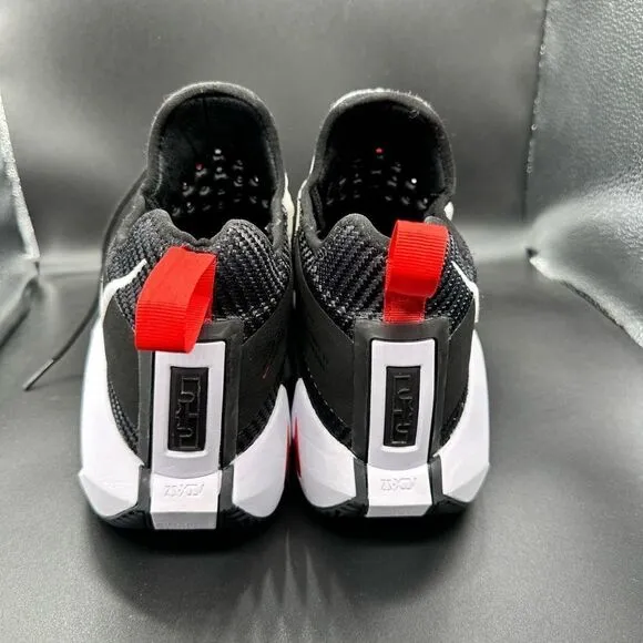 NWOT Nike Lebron soldier 14s black and white with red lace tab.