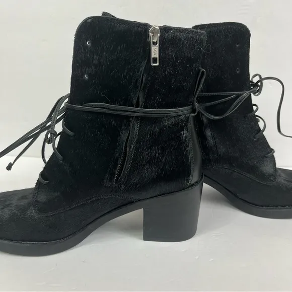 NWOT Ugg Oriana Exotic Lace Up Boots in Black Cow Hair