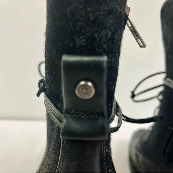 NWOT Ugg Oriana Exotic Lace Up Boots in Black Cow Hair