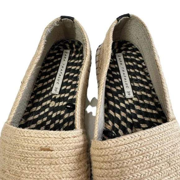 NWOT Zara Trafaluc Espadrille Jute Slip-On Loafers Size 39/US 8