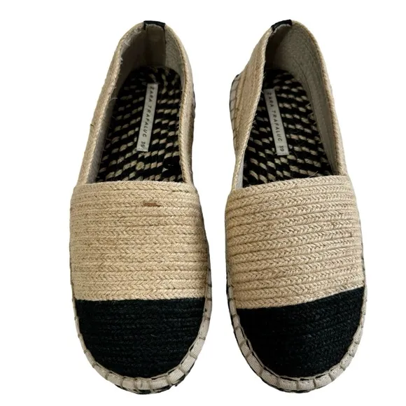 NWOT Zara Trafaluc Espadrille Jute Slip-On Loafers Size 39/US 8