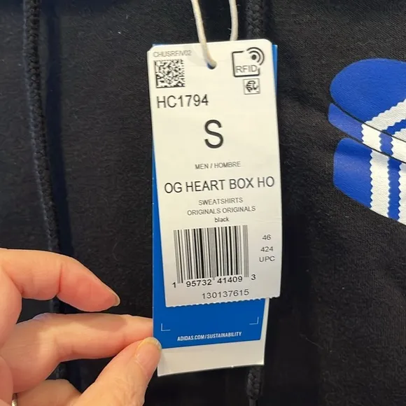 🇪🇸NWT Adidas Originals OG Heart Box Hoodie black small