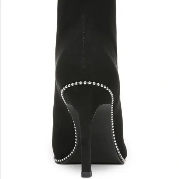 NWT BAR III Sz 9.5/10 Briget Black Suede High Heel Front Zip Ankle Boots Booties