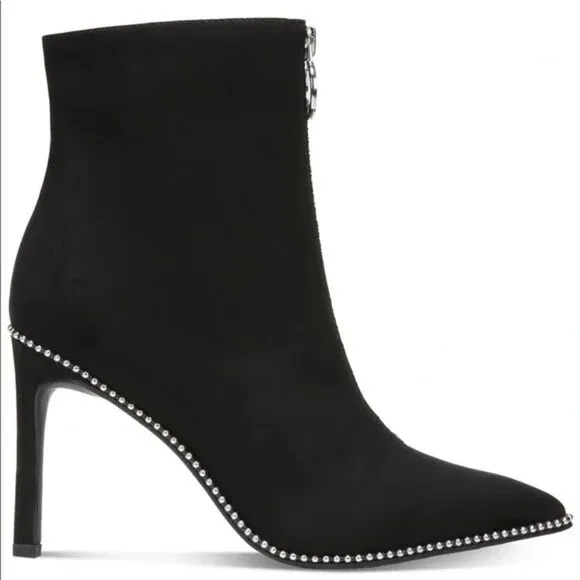 NWT BAR III Sz 9.5/10 Briget Black Suede High Heel Front Zip Ankle Boots Booties
