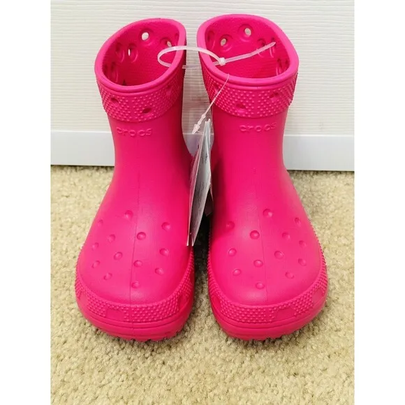 NWT Crocs Classic Rain Boots Pink Girls Sz C11