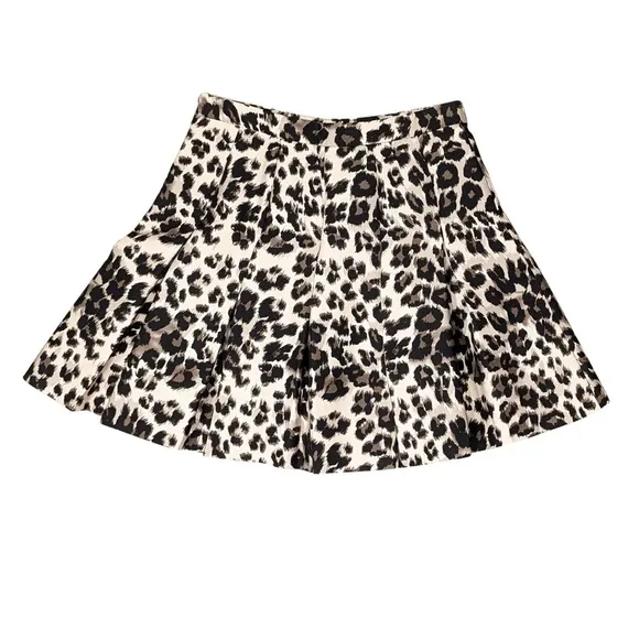 NWT! Diane von Furstenberg Gemma Leopard / Cheetah Pleated Skater Mini Skirt
