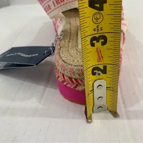 NWT Farm Rio Sandals Platform Sz 8 Pink Fruit Juice Espadrille Lace Up Ankle Tie