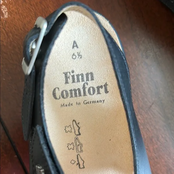 NWT Finn Comfort Djerba Women's Black Leather Comfort Sandals