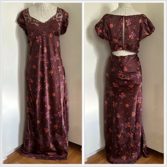 NWT Free People Butterfly Babe Cap-Sleeve Maxi Slip Dress sz XL