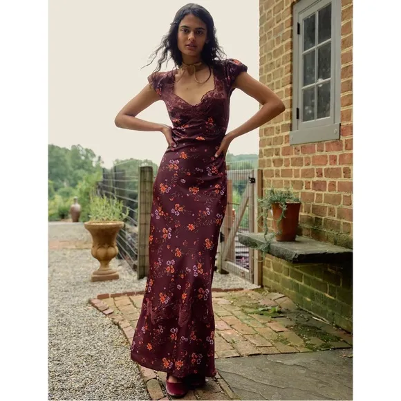 NWT Free People Butterfly Babe Cap-Sleeve Maxi Slip Dress sz XL