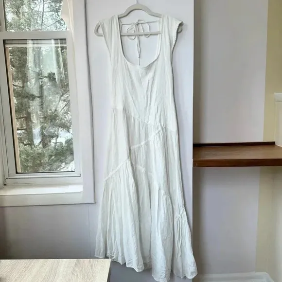 NWT Free People Traveler Midi Dress Flowy Boho Summer Lightweight White