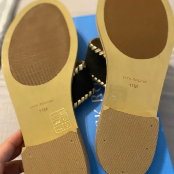 NWT Jack Rogers Black and Gold Sandals suede Navajo classic sandals