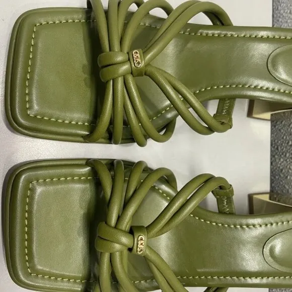 NWT Michael Kors Sandals Women's US9M Astra Leather Mule Heeled Sandals