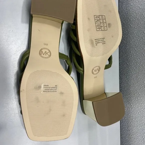 NWT Michael Kors Sandals Women's US9M Astra Leather Mule Heeled Sandals
