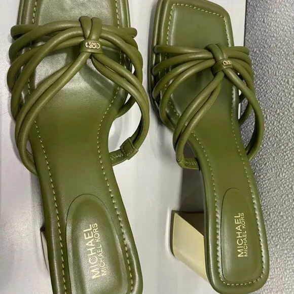 NWT Michael Kors Sandals Women's US9M Astra Leather Mule Heeled Sandals