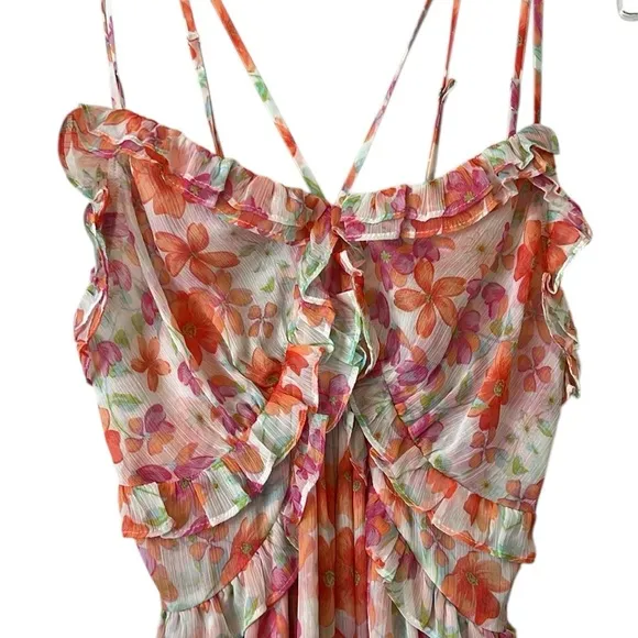 NWT Misa Adrienne Midi Dress in Cora Flora Chiffon Size XS Reg. $415