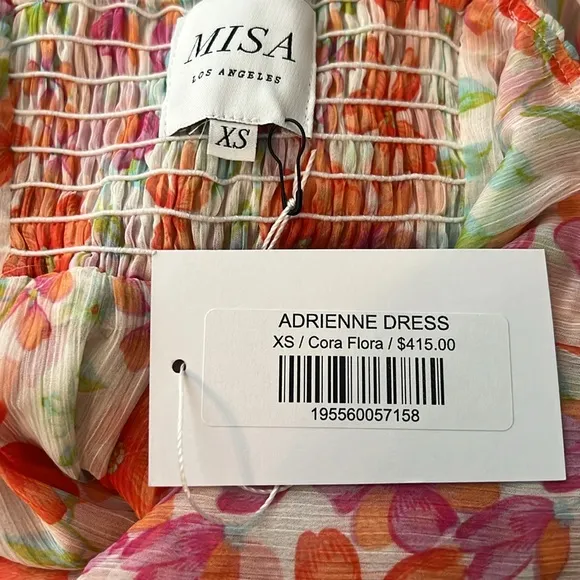 NWT Misa Adrienne Midi Dress in Cora Flora Chiffon Size XS Reg. $415