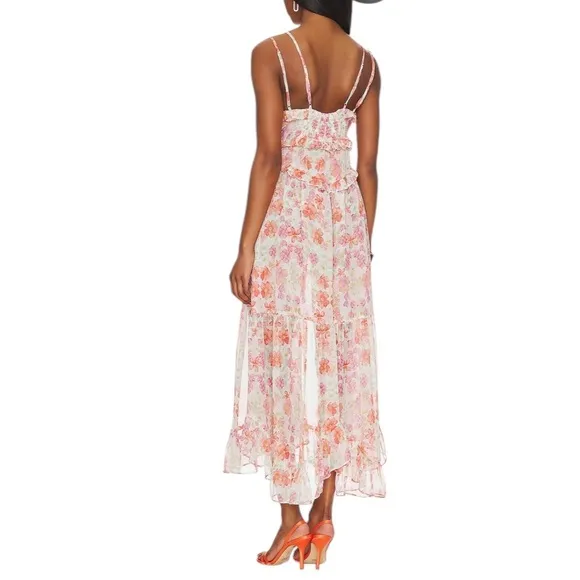 NWT Misa Adrienne Midi Dress in Cora Flora Chiffon Size XS Reg. $415