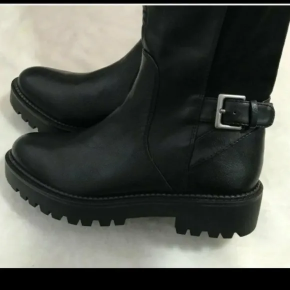 NWT Nordstrom’s Black Chunky Combat Moto Boots SZ 8