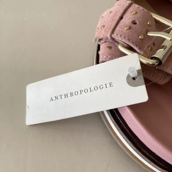 NWT Pilcro Anthropologie Studded Pink Suede Slingback Sandals Sz 41