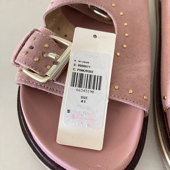 NWT Pilcro Anthropologie Studded Pink Suede Slingback Sandals Sz 41