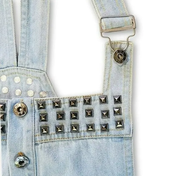 NWT POL Denim Studded Overall Side Pockets Shorts