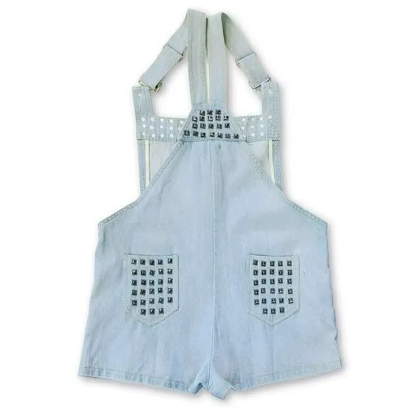 NWT POL Denim Studded Overall Side Pockets Shorts