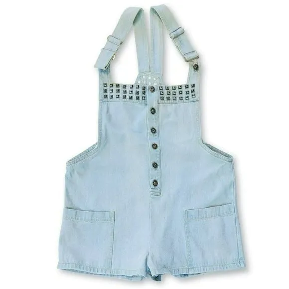 NWT POL Denim Studded Overall Side Pockets Shorts