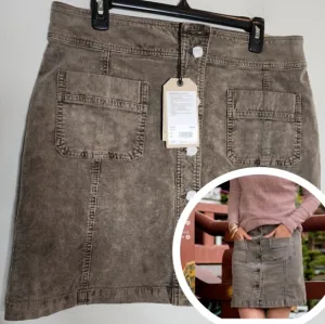 NWT Prana Corduroy Merrigan Skirt Women's size 14 Tan Mud Organic Cotton