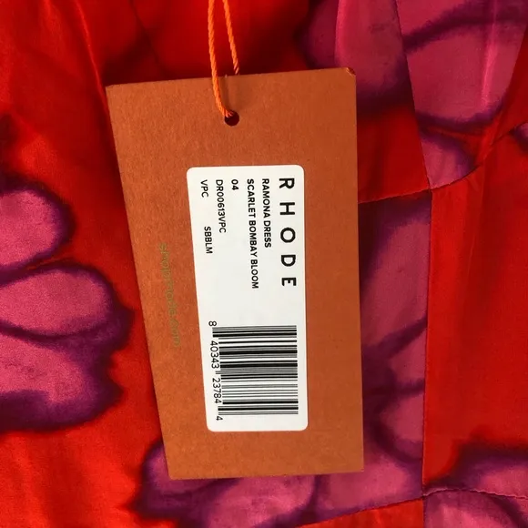 NWT RHODE Ramona Dress Scarlet Bombay Bloom Size 4