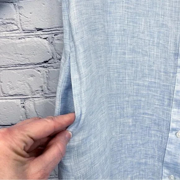 NWT Solid &amp; Striped The Shirt Dress Linen Long Sleeve Button Up Light Blue Sz S