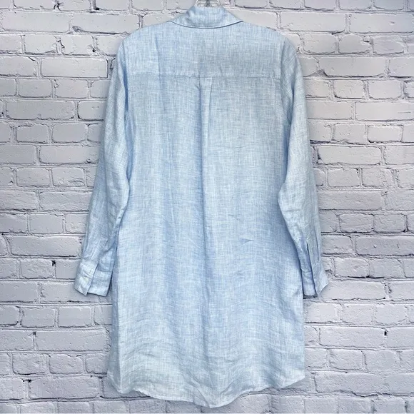 NWT Solid &amp; Striped The Shirt Dress Linen Long Sleeve Button Up Light Blue Sz S