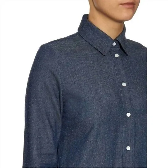 NWT Solid &amp; Striped The Shirt Dress Linen Long Sleeve Button Up Light Blue Sz S