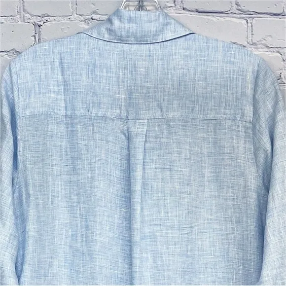 NWT Solid &amp; Striped The Shirt Dress Linen Long Sleeve Button Up Light Blue Sz S