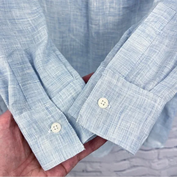 NWT Solid &amp; Striped The Shirt Dress Linen Long Sleeve Button Up Light Blue Sz S